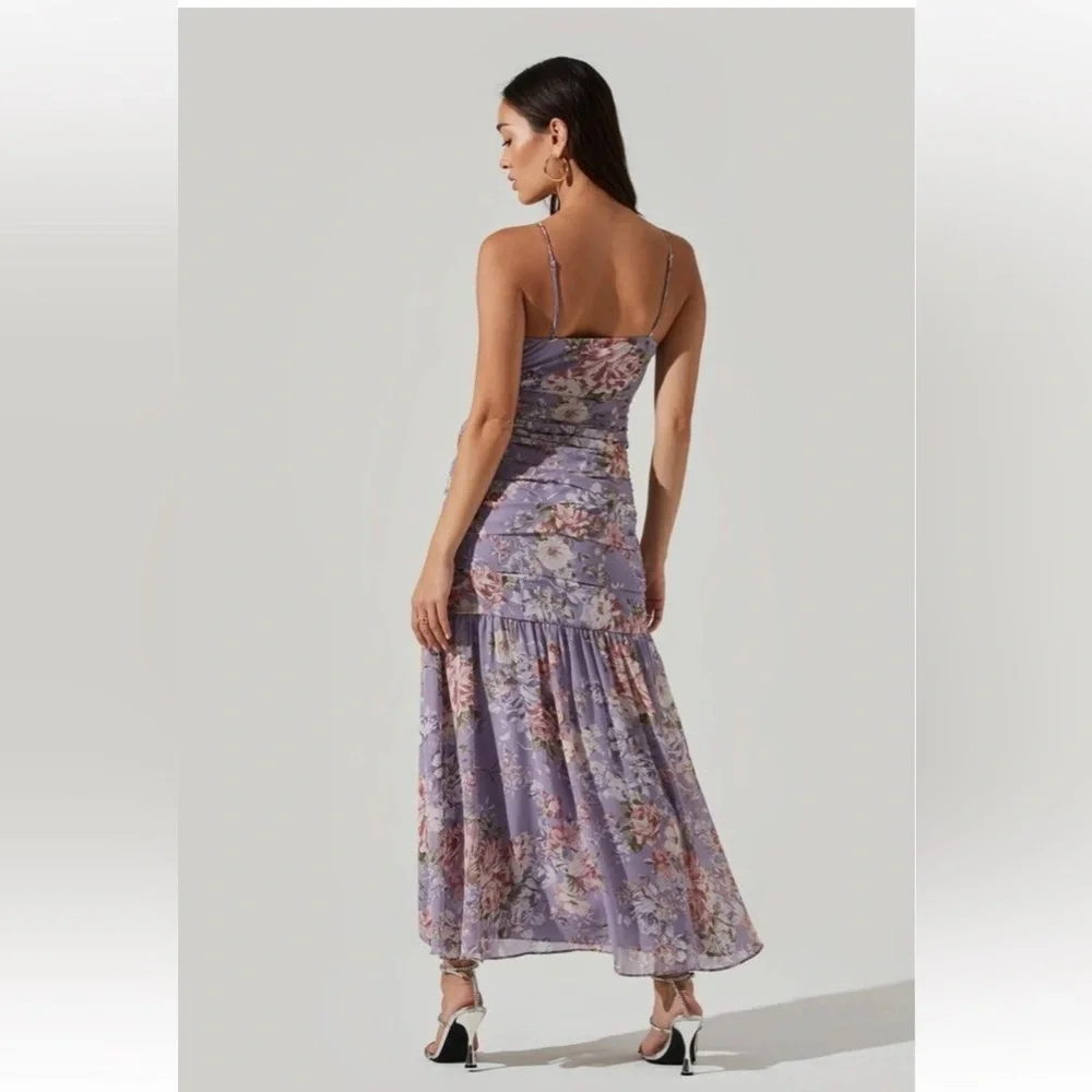 Free People ASTR The Label Kiana Floral Ruched Midi Dress Size XS - Picture 5 of 12